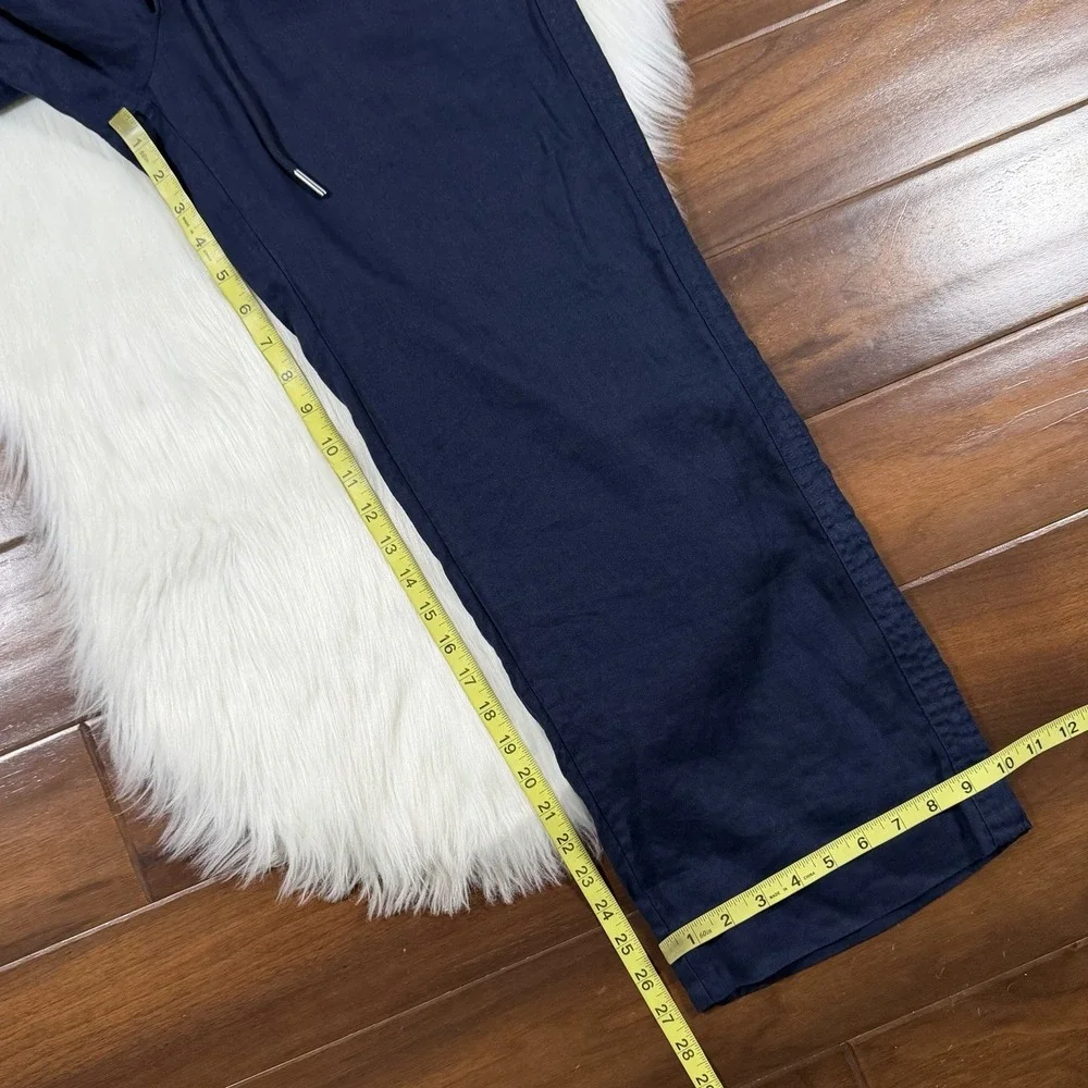 Quince Women's Size Small Navy Blue 100% European Linen Wide Leg Pants